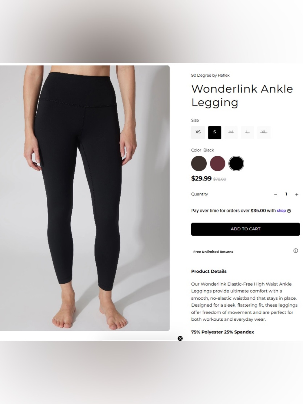90 Degree By Reflex Black Ankle Leggings
